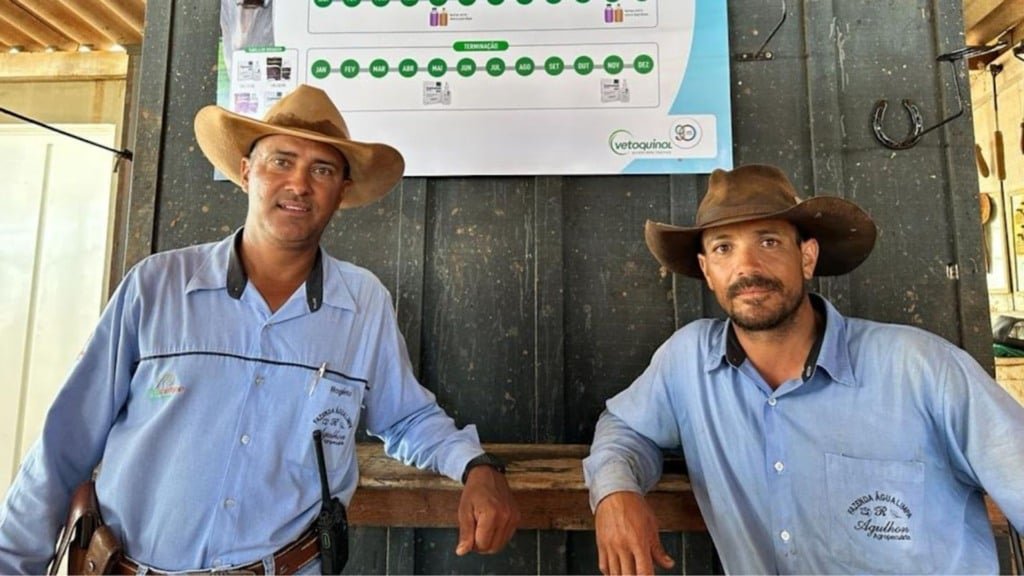 Peões durante vermifugação do gado. Foto: Reprodução
