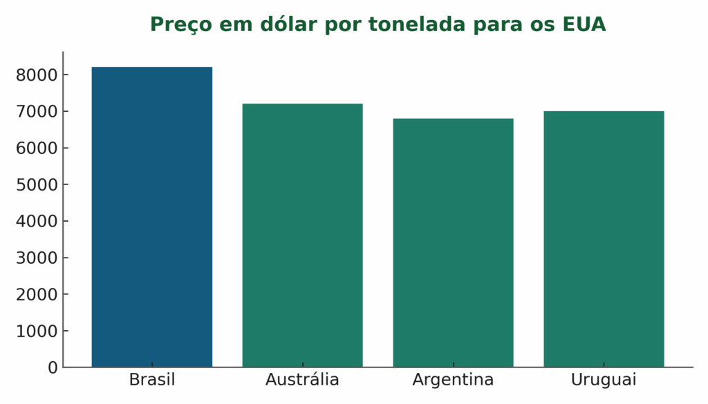 tonelada carne bovina aos EUA