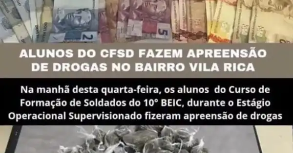 Alunos do 10º BEIC apreendem droga durante estágio supervisionado em Barreiras