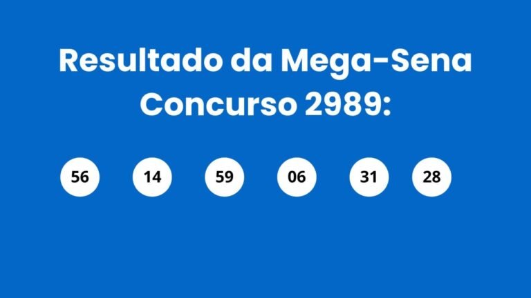 Mega-Sena, concurso 2.989: resultado