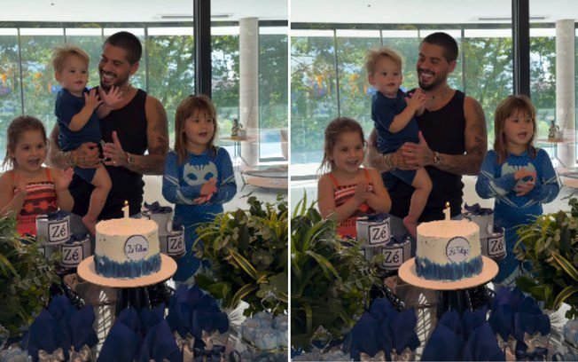 Zé Felipe comemora 28 anos ao lado dos filhos