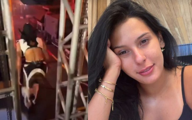 Ana Castela leva tombo ao subir em palco em Itanhaém