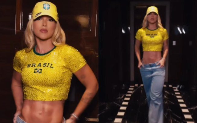 Virginia aposta em look poderoso para estreia do Brasil na Copa