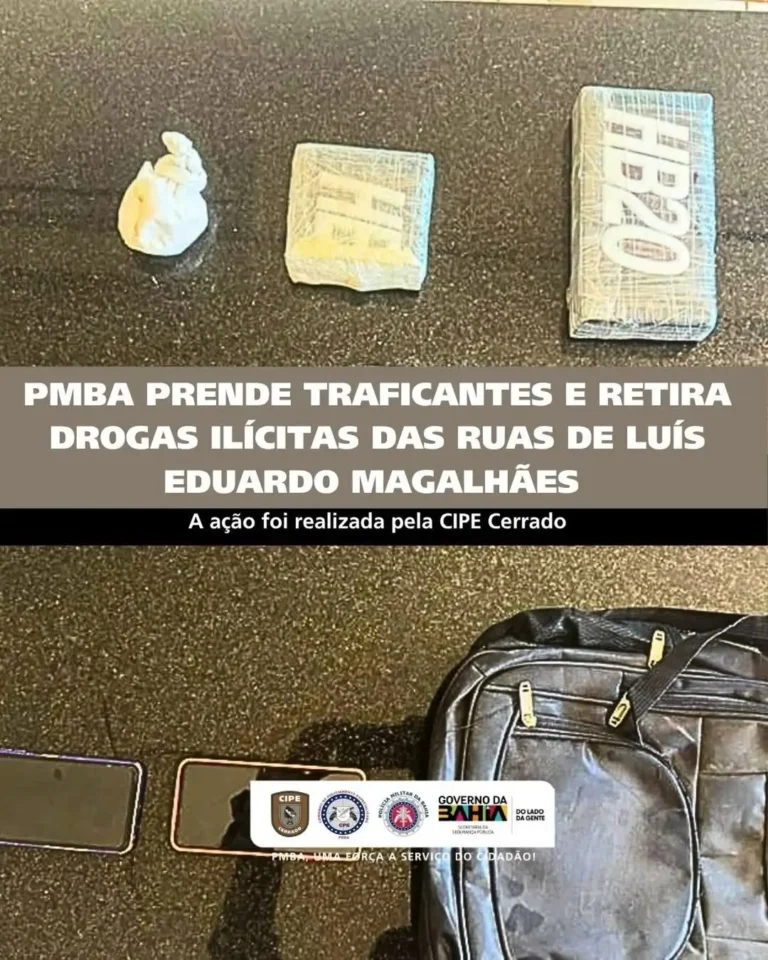 ?CIPE CERRADO PRENDE TRAFICANTES E RETIRA QUASE 2 KG DE COCAÍNA DAS RUAS DE LUÍS EDUARDO MAGALHÃES