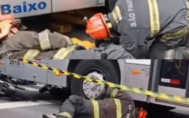 Motociclista morre após ficar preso embaixo de ônibus em SP