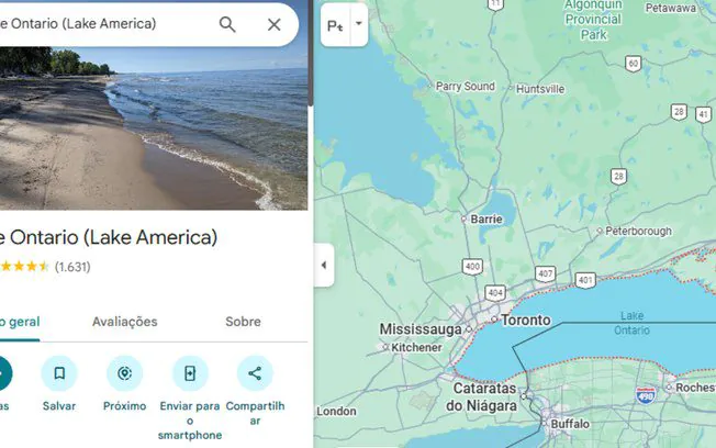 Google Maps muda nome do Lago Ontário para ‘Lago América’